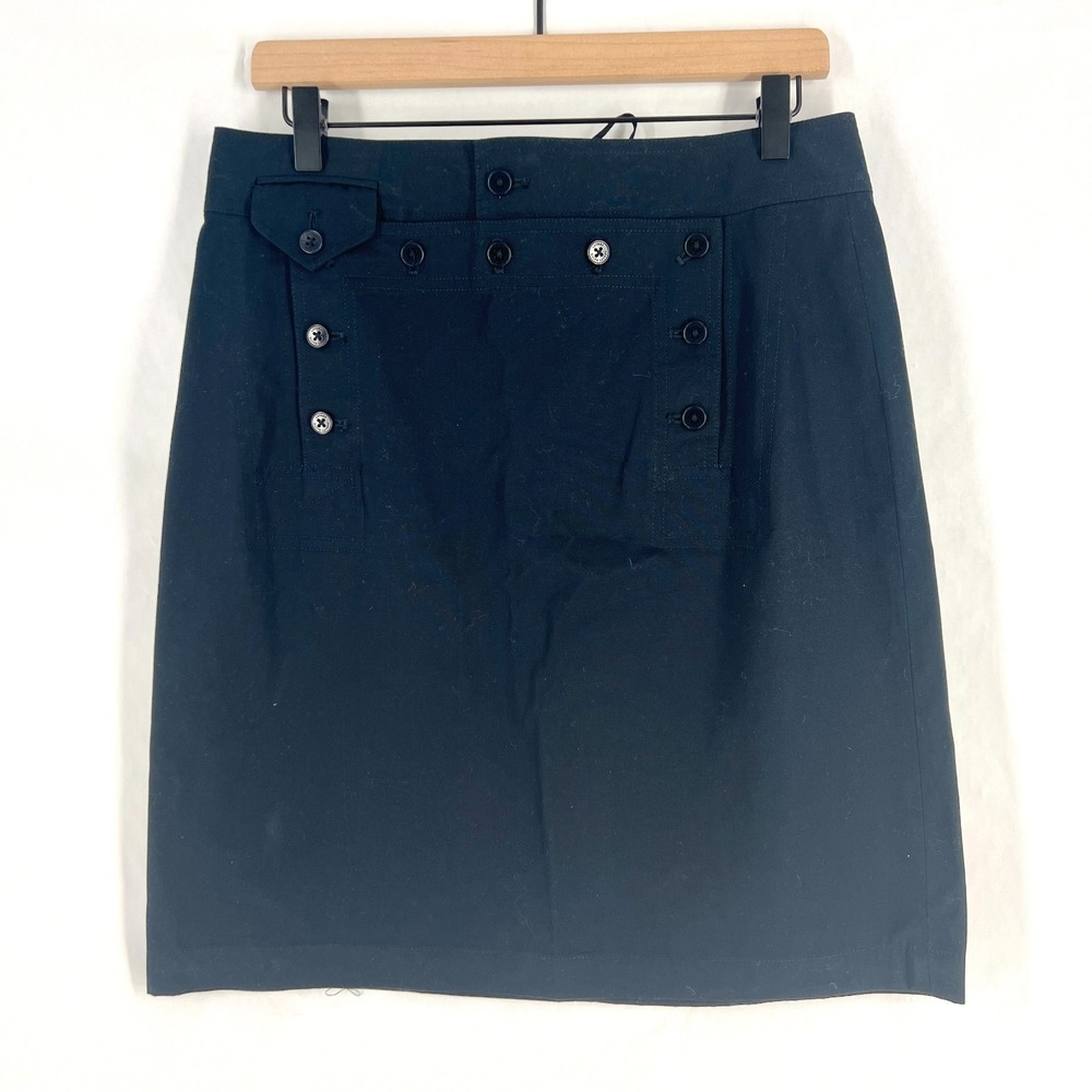 Lauren Ralph Lauren Sailor A line Skirt Womens 8 Navy Cotton Preppy Lace-Up Back